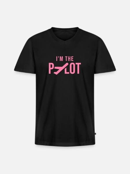I am the pilot - Men's Premium Organic T-shirt with V-neck - black