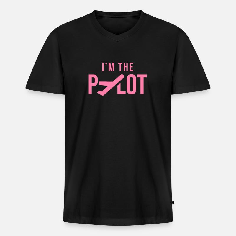 Ich bin die Pilotin - Männer Premium Bio T-Shirt mit V-Ausschnitt - Schwarz