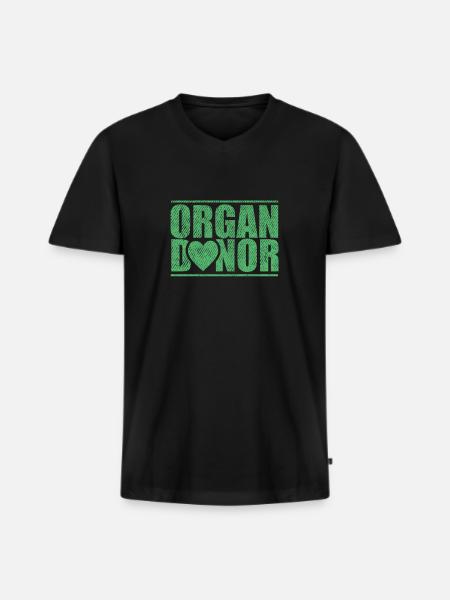 Don d'organe - T-shirt encolure en V Premium bio Homme - noir