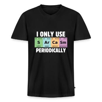 Funny science I only use sarcasm by - Men's Premium Organic T-shirt with V-neck - black - Front - Nico (187cm)
