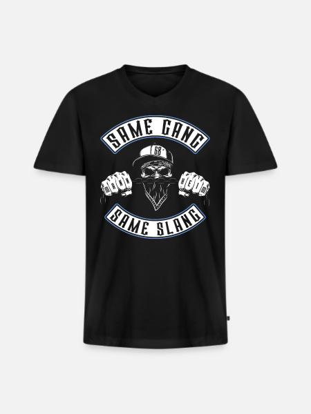 Mannheim 68 Slang Gang - Männer Premium Bio T-Shirt mit V-Ausschnitt - Schwarz