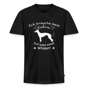Whippet - Whippet Hund - Männer Premium Bio T-Shirt mit V-Ausschnitt - Schwarz - Vorne - Nico (187cm)