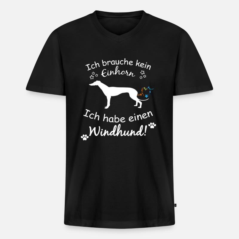 Windhunde - Windhund - Männer Premium Bio T-Shirt mit V-Ausschnitt - Schwarz