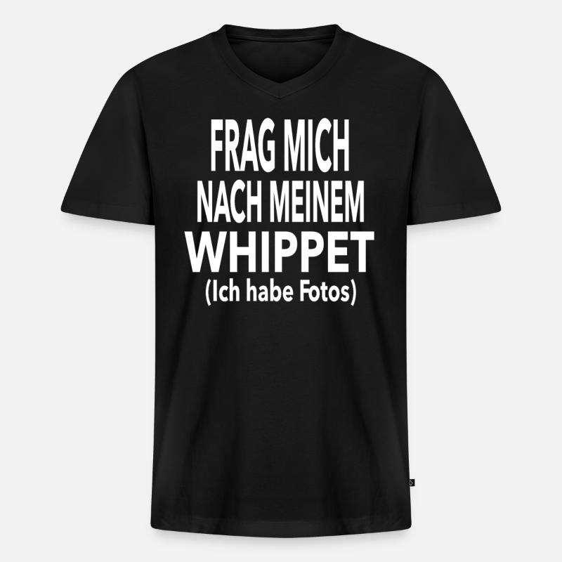 Whippet - Männer Premium Bio T-Shirt mit V-Ausschnitt - Schwarz