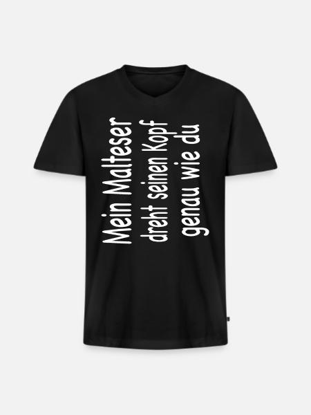 Malteser - Männer Premium Bio T-Shirt mit V-Ausschnitt - Schwarz