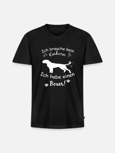 Boxer Hund - Deutscher Boxer - Männer Premium Bio T-Shirt mit V-Ausschnitt - Schwarz