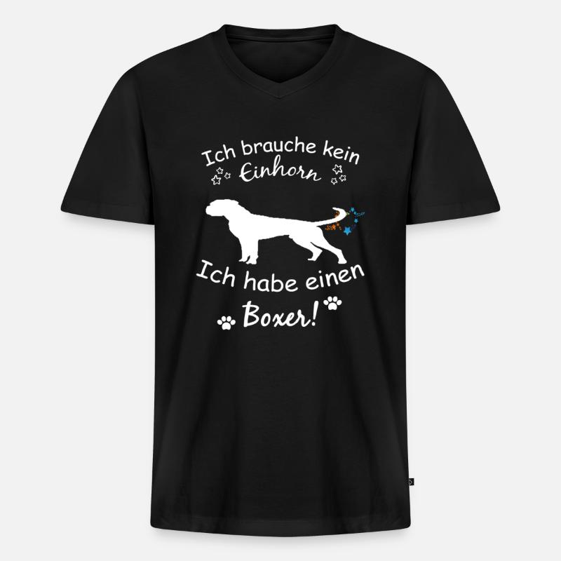 Boxer Hund - Deutscher Boxer - Männer Premium Bio T-Shirt mit V-Ausschnitt - Schwarz