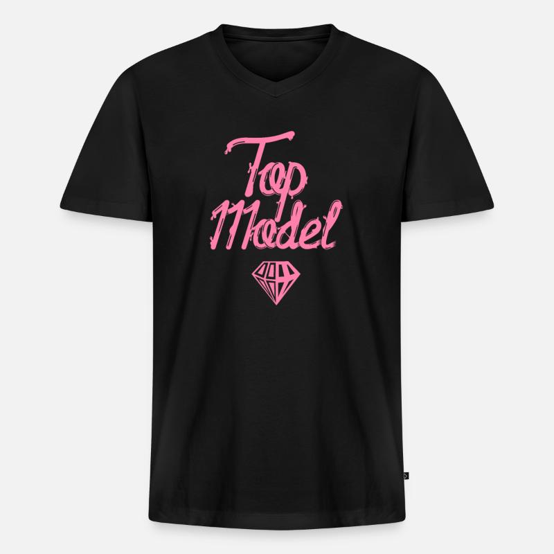 Model - Männer Premium Bio T-Shirt mit V-Ausschnitt - Schwarz