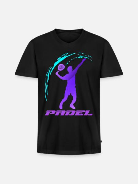 Padel - Men's Premium Organic T-shirt with V-neck - black