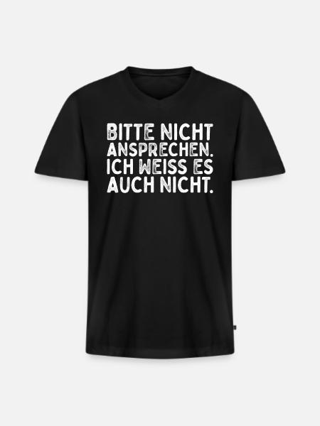 Bitte Nicht Ansprechen - Männer Premium Bio T-Shirt mit V-Ausschnitt - Schwarz