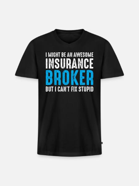 A Master Insurance Broker - Men's Premium Organic T-shirt with V-neck - black