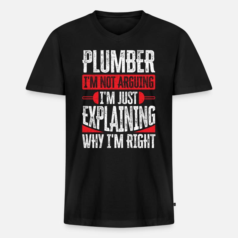 Plumber I am Not Arguing - Männer Premium Bio T-Shirt mit V-Ausschnitt - Schwarz