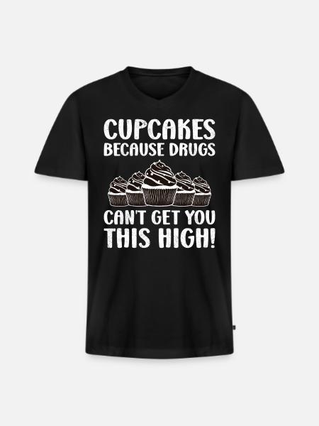 Cupcakes Because Drugs - Männer Premium Bio T-Shirt mit V-Ausschnitt - Schwarz