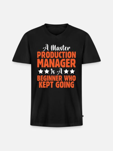 Master Production Manager - Männer Premium Bio T-Shirt mit V-Ausschnitt - Schwarz
