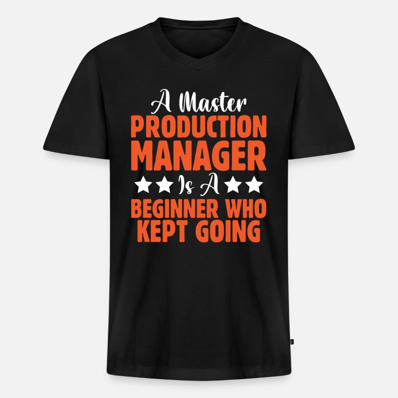 Master Production Manager - Männer Premium Bio T-Shirt mit V-Ausschnitt - Schwarz