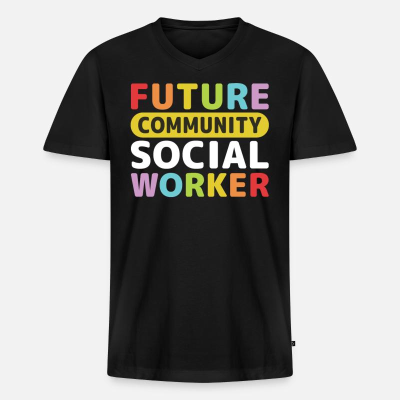 Future Community Social Worker - Männer Premium Bio T-Shirt mit V-Ausschnitt - Schwarz