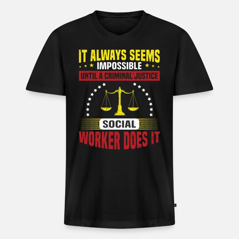 It Always Seems Impossible - Männer Premium Bio T-Shirt mit V-Ausschnitt - Schwarz