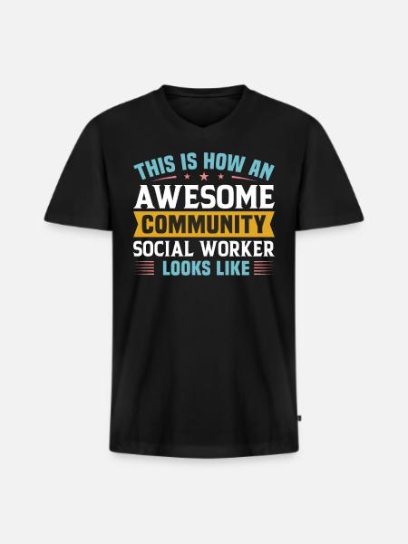 Awesome Community Social Worker - Männer Premium Bio T-Shirt mit V-Ausschnitt - Schwarz
