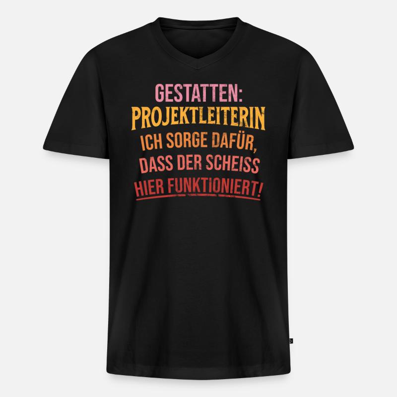 Gestatten: Projektleiterin Ich Sorge - Männer Premium Bio T-Shirt mit V-Ausschnitt - Schwarz