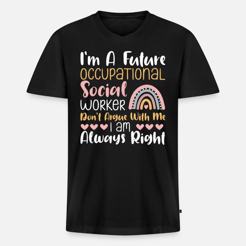 Future Occupational Social Worker - Männer Premium Bio T-Shirt mit V-Ausschnitt - Schwarz