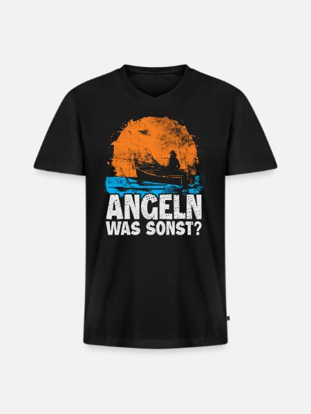 Angeln Fischen | Lustiges Angler - Männer Premium Bio T-Shirt mit V-Ausschnitt - Schwarz