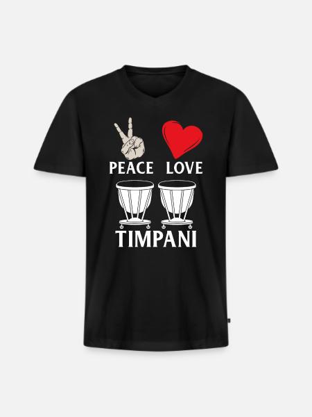 Peace Love Timpani - Men's Premium Organic T-shirt with V-neck - black