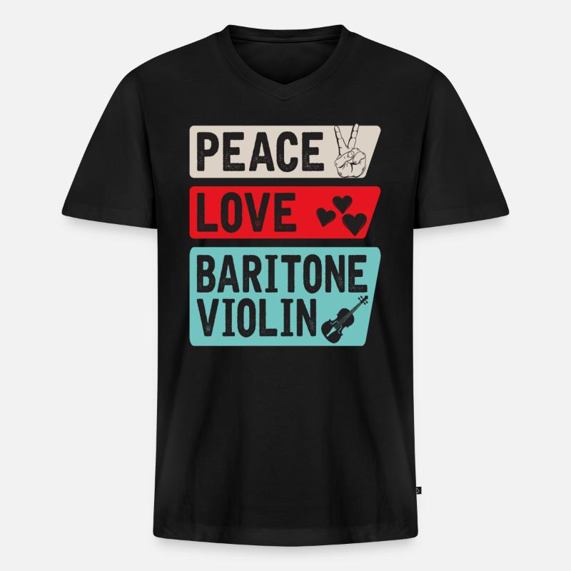Baritone Violin Instrument Orchestra - Männer Premium Bio T-Shirt mit V-Ausschnitt - Schwarz