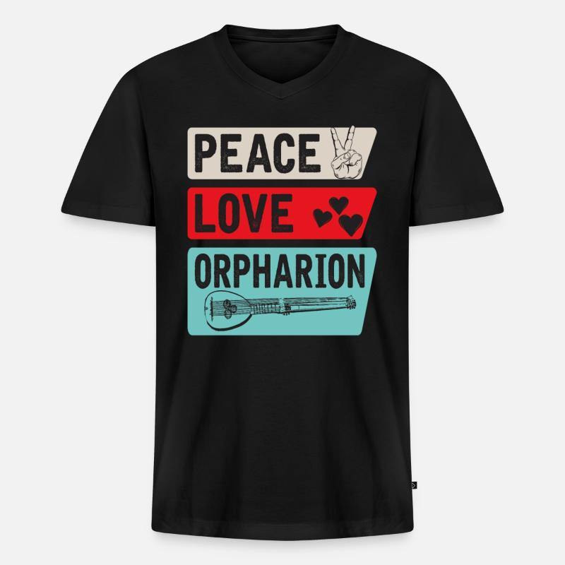 Orpharion Musical Instrument Stringed - Männer Premium Bio T-Shirt mit V-Ausschnitt - Schwarz