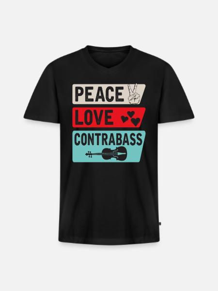 Contrebasse Contrebasse Instrument de viole - T-shirt encolure en V Premium bio Homme - noir