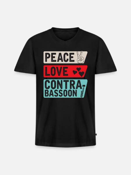 Peace Love Contrabassoon Instrument - Men's Premium Organic T-shirt with V-neck - black