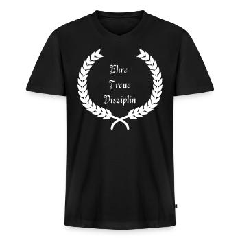 Ehre Treue Disziplin - Männer Premium Bio T-Shirt mit V-Ausschnitt - Schwarz - Vorne - Nico (187cm)