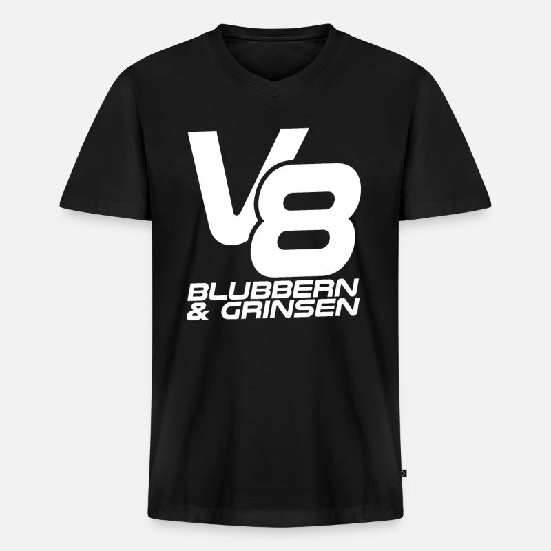 V8 - Blubbern & Grinsen - Männer Premium Bio T-Shirt mit V-Ausschnitt - Schwarz