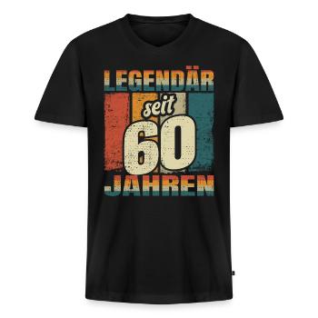 60. Geburtstag Mann Frau 60 Jahre Deko Lustig - Männer Premium Bio T-Shirt mit V-Ausschnitt - Schwarz - Vorne - Nico (187cm)
