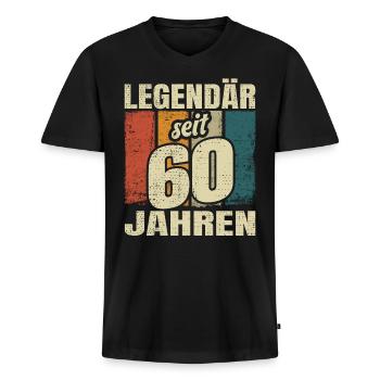 60. Geburtstag Mann Frau 60 Jahre Deko Lustig - Männer Premium Bio T-Shirt mit V-Ausschnitt - Schwarz - Vorne - Nico (187cm)