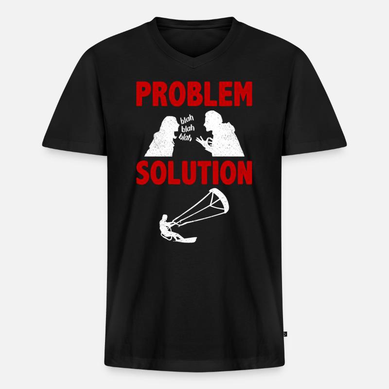 Kiteboarding Kitesurfing Extreme Problem Solution - Men's Premium Organic T-shirt with V-neck - black
