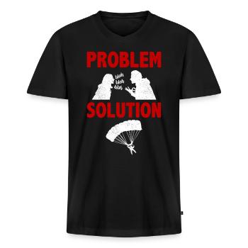 Parachutistes Parachutistes Problème Solution Hobby - T-shirt encolure en V Premium bio Homme - noir - Devant - Nico (187cm)