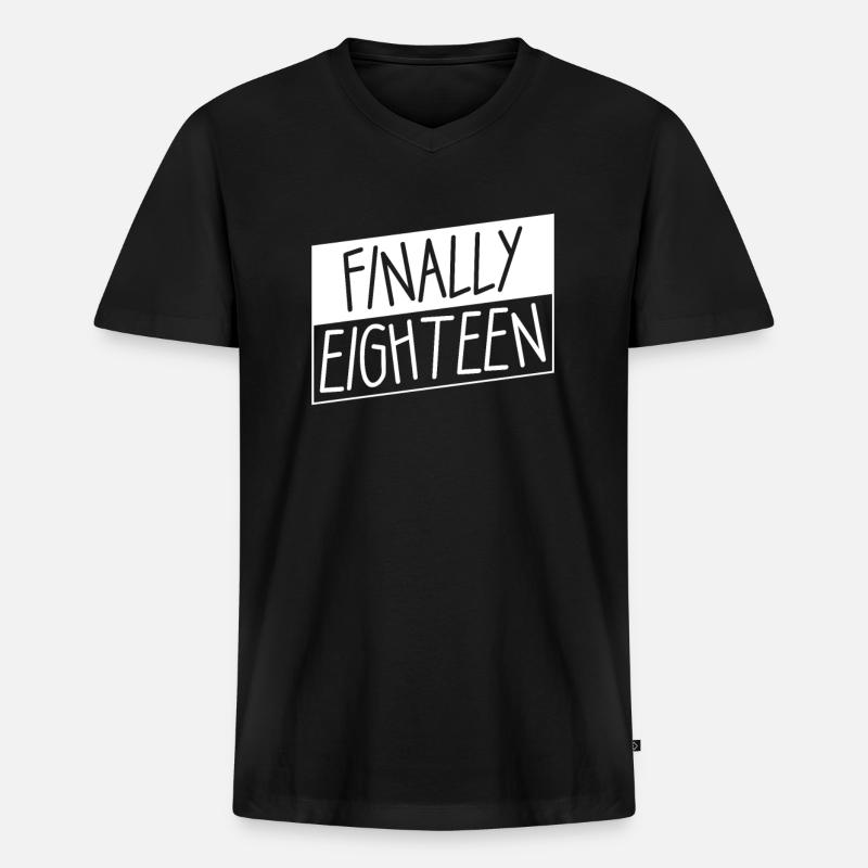 18 na endlich 18. Geburtstag | 18 Jahre volljährig - Männer Premium Bio T-Shirt mit V-Ausschnitt - Schwarz