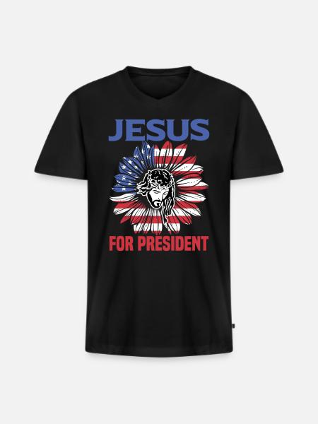 Jésus comme président - T-shirt encolure en V Premium bio Homme - noir
