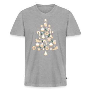 Cookie Noël Xmas - T-shirt encolure en V Premium bio Homme - gris chiné - Devant