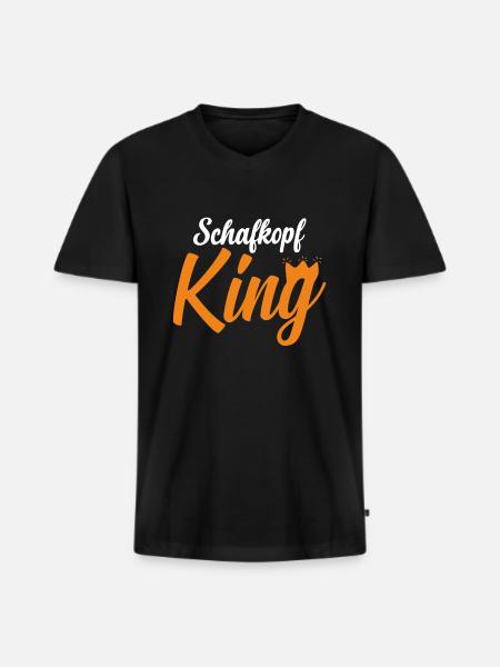 Schafkopf King - Männer Premium Bio T-Shirt mit V-Ausschnitt - Schwarz