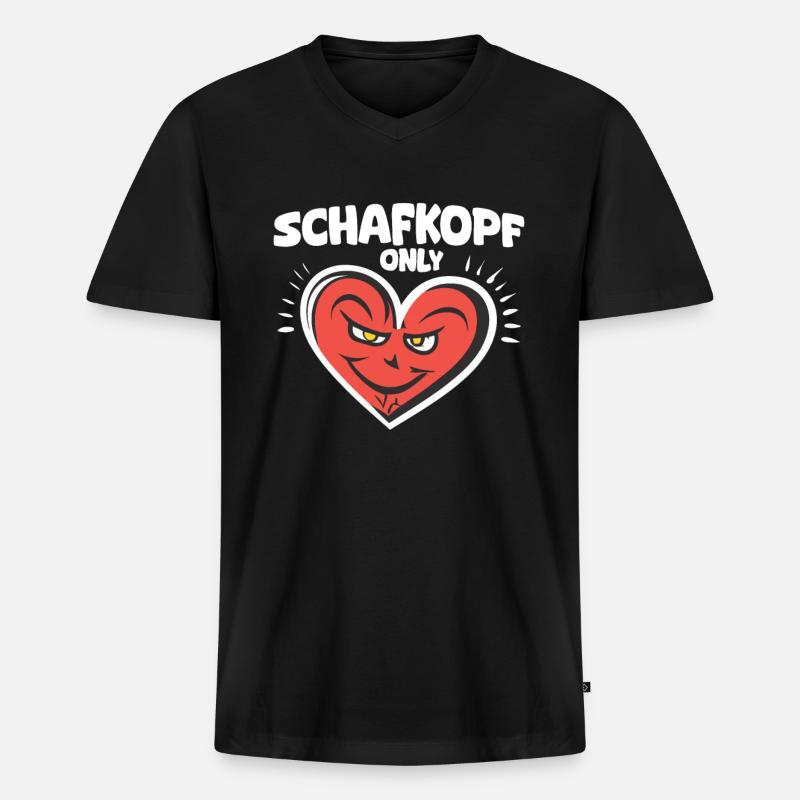 Schafkopf Only - Männer Premium Bio T-Shirt mit V-Ausschnitt - Schwarz