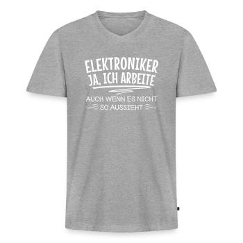 Elektroiker Elektriker Arbeit Elektroinstallation - Männer Premium Bio T-Shirt mit V-Ausschnitt - Grau meliert - Vorne