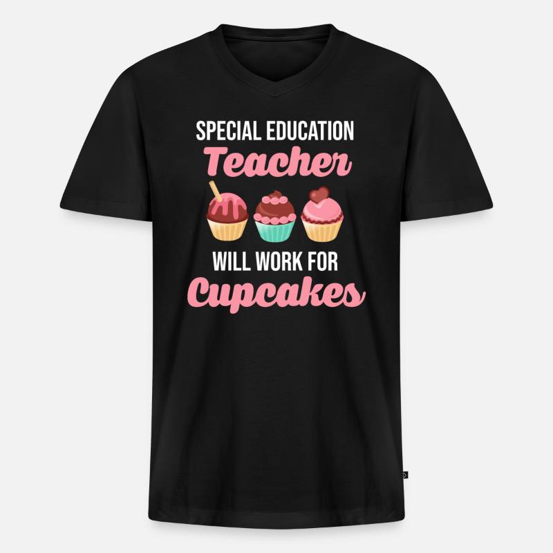 Sonderschullehrer Wird Für Cupcakes-autismus - Männer Premium Bio T-Shirt mit V-Ausschnitt - Schwarz