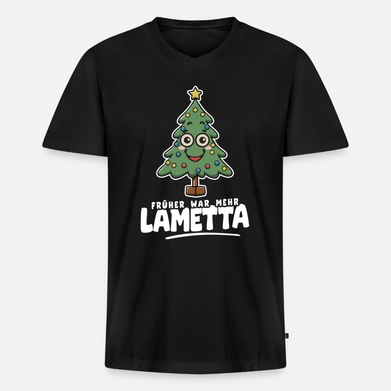 Früher war mehr Lametta - Männer Premium Bio T-Shirt mit V-Ausschnitt - Schwarz