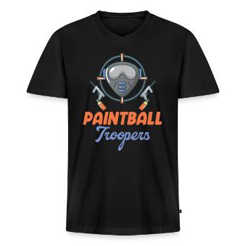Paintball Troopers Shooter Woodsball - T-shirt encolure en V Premium bio Homme - noir - Devant - Nico (187cm)