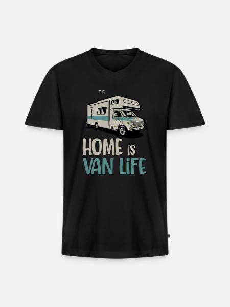 Home is Vanlife Traveling RV - Men's Premium Organic T-shirt with V-neck - black