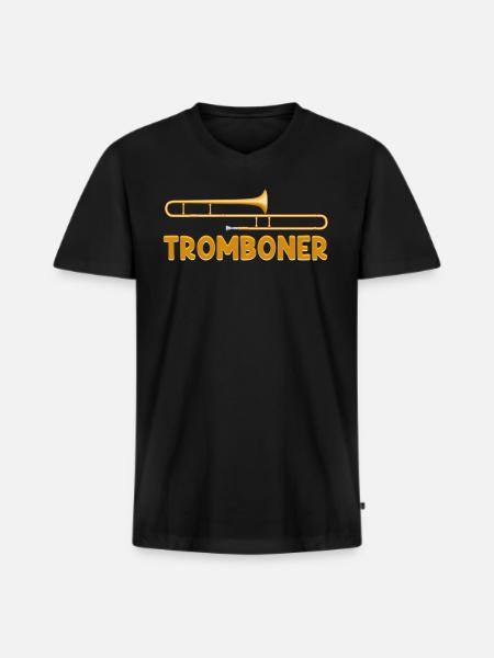 Basunist, sjov basunist, musiker, bassist, kor - Premium økologisk T-shirt med V-hals til mænd - sort