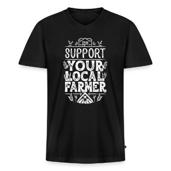 Support Your Local Farmer Bauer Landwirt - Männer Premium Bio T-Shirt mit V-Ausschnitt - Schwarz - Vorne - Nico (187cm)