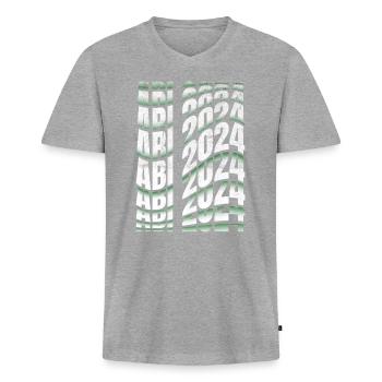 Abitur 2024 Abi Studium Abschlussklasse - Männer Premium Bio T-Shirt mit V-Ausschnitt - Grau meliert - Vorne