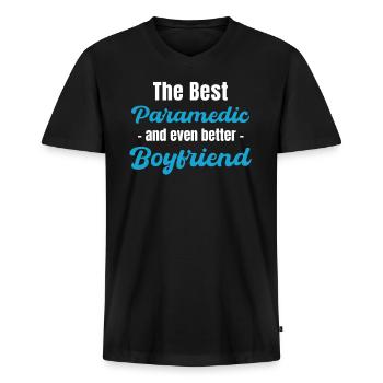 The best paramedic and even a - Men's Premium Organic T-shirt with V-neck - black - Front - Nico (187cm)